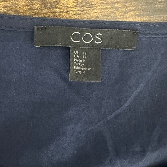 COS dress size 12 navy blue short sleeve semi structured minimalist office - Picture 5 of 10